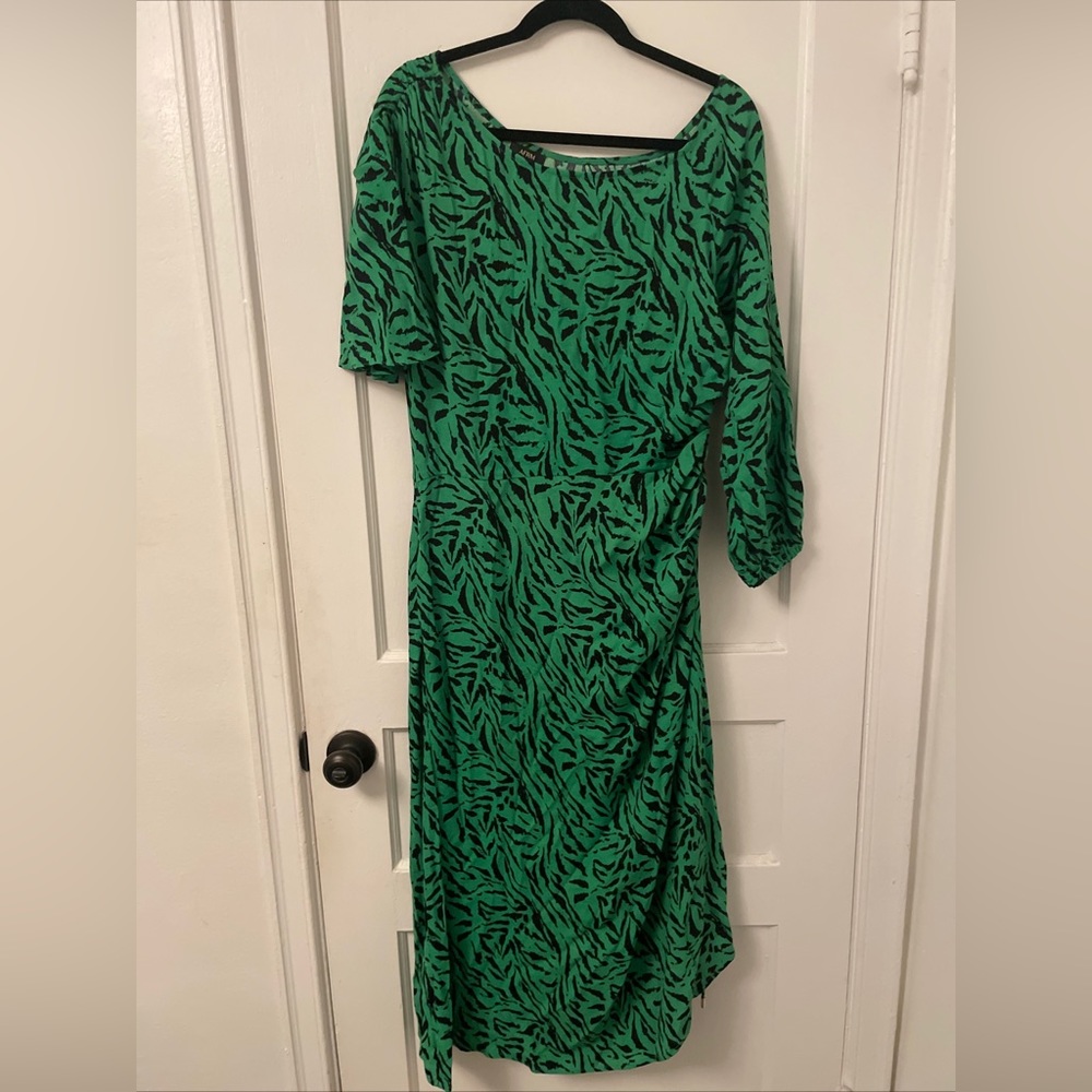 AFRM XL Green animal Print Dress